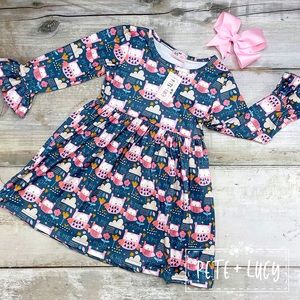 Long sleeve dress owl will always love you size 5 Pete and Lucy